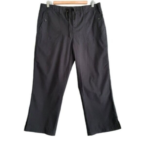 CALVIN KLEIN 100% Cotton Casual Straight Leg Crop Pants Navy Sz 10 - Picture 1 of 9